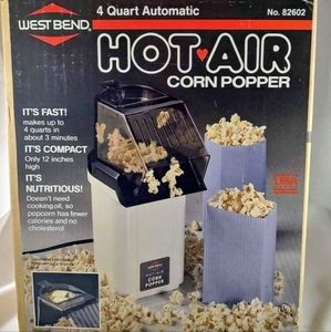 Vintage West Bend Hot Air Popcorn Corn Popper 82602 1987 Made in USA Wisconsin
